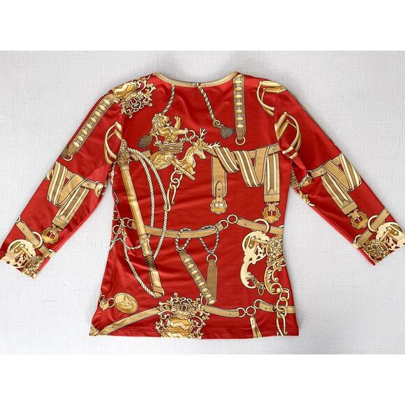 J McLaughlin Sz XS Signature T Orange Buckle Print Catalina Equestrian Classic - Picture 5 of 15